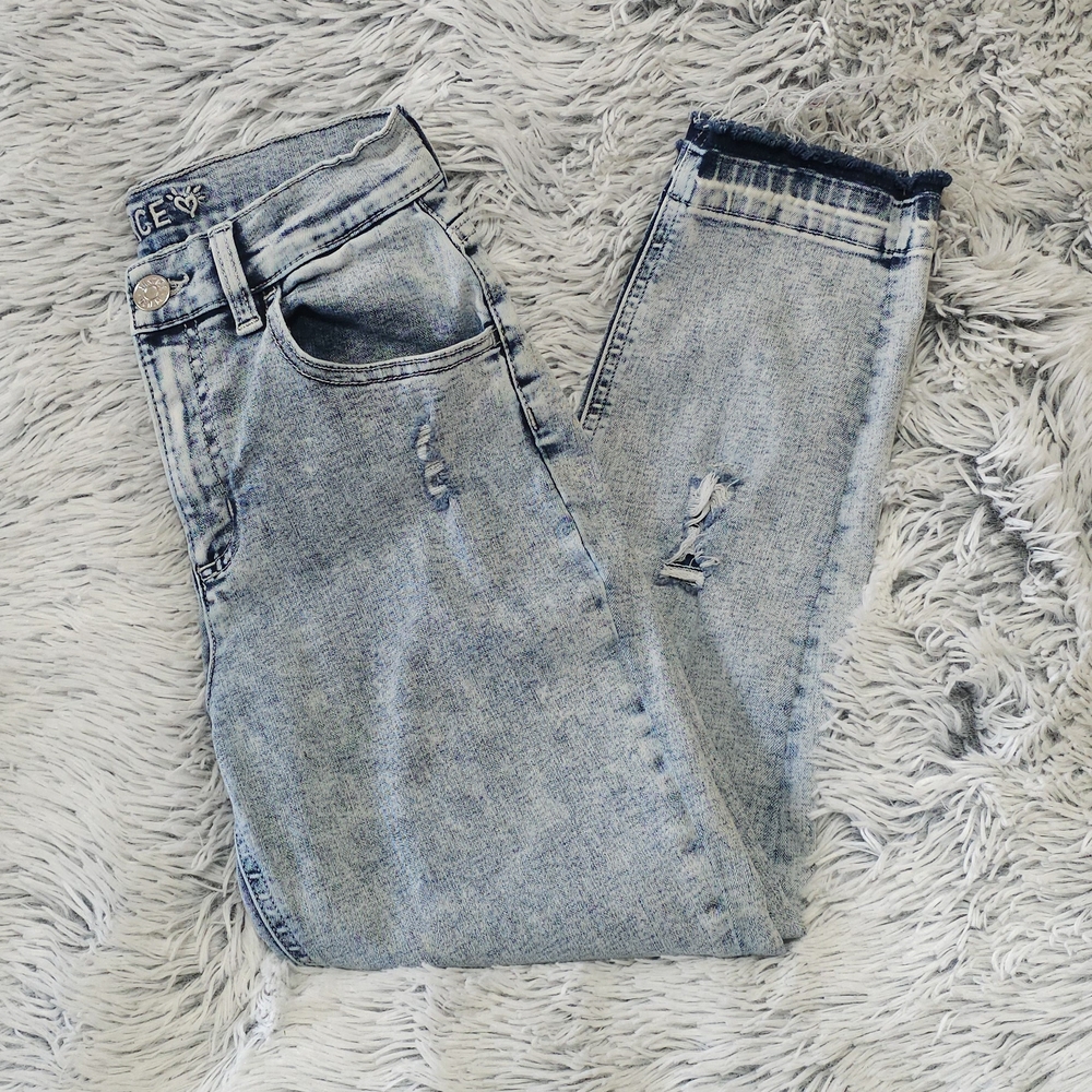 Justice Girls Light Acid Wash Blue Distressed Jeans